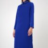 Trend Alaçatı Stili Women's Saxe Shirt Collar Bird Eye Detailed Crepe Knit Dress with Two Side Slits