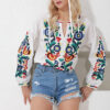 Trend Alaçatı Stili Women's White Full Neon Embroidered Poplin Woven Blouse