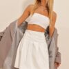 Trend Alaçatı Stili Women's White Pleat Detailed Faux Leather Skirt