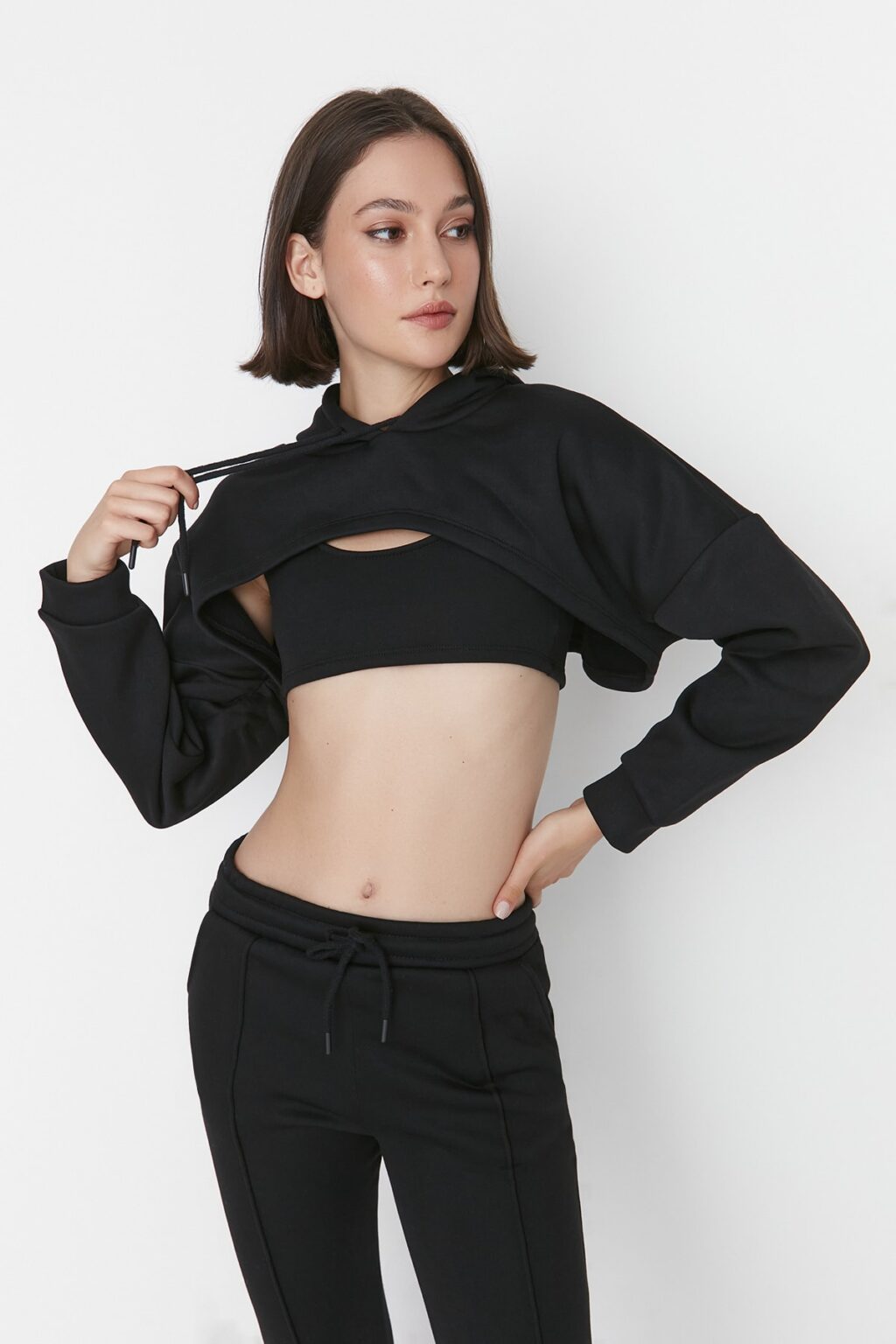 Trendyol 3-Pack Black Crop Sweatshirt