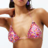 Trendyol Abstract Pattern Triangle Frilly Bikini Top
