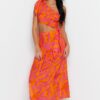 Trendyol Abstract Patterned Maxi Woven Cut Out/Window One Shoulder Beach Dress