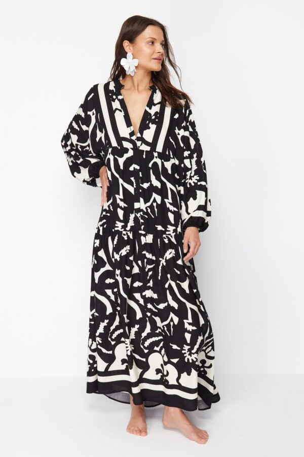Trendyol Abstract Patterned Wide Fit Maxi Woven Beach Dress