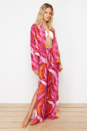 Trendyol Abstract Patterned Woven Shirt Trousers Beach Suit