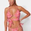 Trendyol Abstract mintás nyakkendős normál lábú bikini alsó