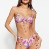 Trendyol Absztrakt mintás Összegyűjtött normál lábú Bikini alsó