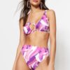 Trendyol Absztrakt mintás magas derékú normál lábú bikini alsó