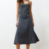 Trendyol Anthracite 100% Cotton Adjustable Straps Vintage Effect Cotton Knitted Midi Dress