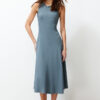 Trendyol Anthracite 100% Cotton Skater/Waisted Crew Neck Sleeveless Midi Knitted Midi Dress