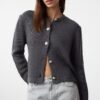 Trendyol Anthracite Basic Jacket Look Knitted Cardigan