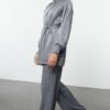 Trendyol Anthracite Belt Detailed Satin Woven Bottom-Top Set