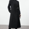 Trendyol Anthracite Belted Double Breasted Regular Wool Long Overcoat Form Lined Coat