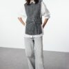 Trendyol Anthracite Belted Knitted Sweater