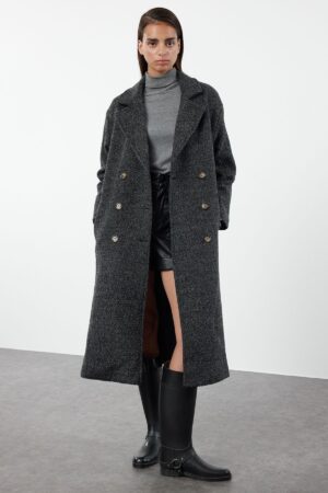 Trendyol Anthracite Boucle Regular Long Coat