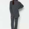 Trendyol Anthracite Corded Trousers Slit Detailed Knitwear Bottom-Top Set