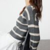 Trendyol Anthracite Crop Basic Striped Knitwear Sweater