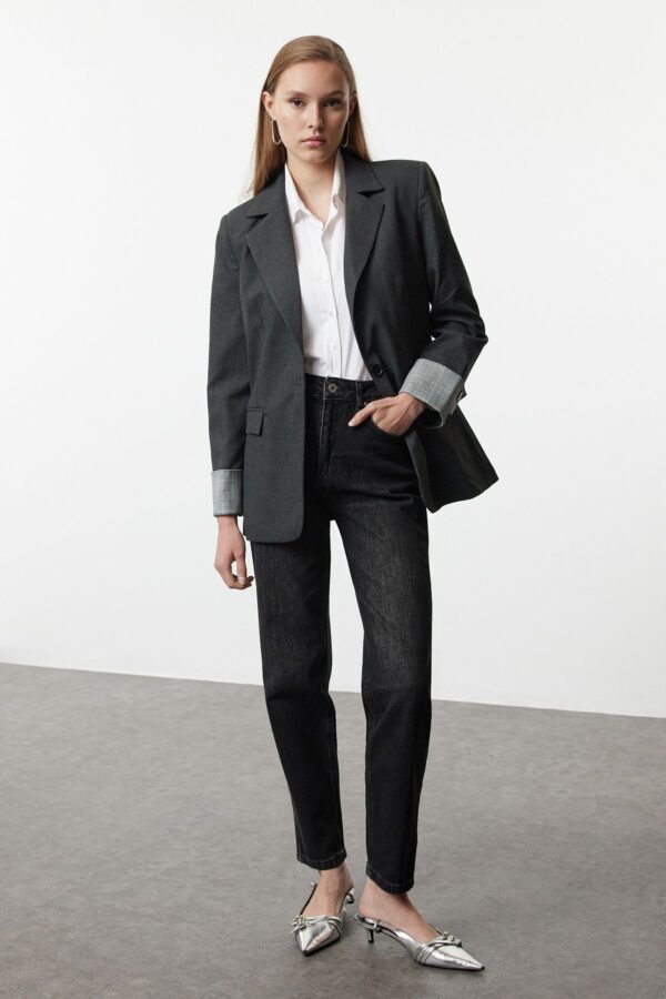Trendyol Anthracite Cuff Detailed Woven Blazer Jacket