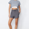 Trendyol Anthracite Elastic Waist Basic Soft Buttoned Knitted Shorts & Bermuda