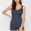 Trendyol Anthracite Laced Ribbed Shorts Knitted Pajama Set