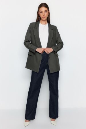 Trendyol Anthracite Lined Double Breasted Woven Blazer Jacket