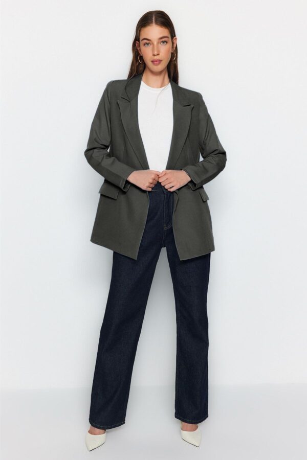 Trendyol Anthracite Lined Double Breasted Woven Blazer Jacket