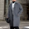 Trendyol Anthracite Men's Oversize Fit Winter Wool Blend Winter Cashmere Coat