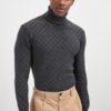Trendyol Anthracite Men's Turtleneck Textured Knitwear Sweater
