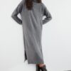 Trendyol Anthracite Midi Knit Wide Pattern Soft Texture Dress