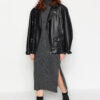 Trendyol Anthracite Midi Knit Wide Pattern Soft Texture Dress