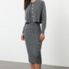 Trendyol Anthracite Midi Knitwear Basic Cardigan Dress