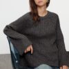 Trendyol Anthracite More Sustainable Wide Pattern Peplum Detailed Knitwear Sweater
