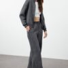 Trendyol Anthracite Old/Faded Effect Thick Polar Fleece Sweatshirt Knitted Tracksuit