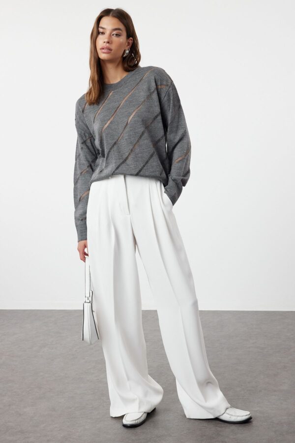 Trendyol Anthracite Openwork/Hole Knitwear Sweater