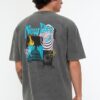 Trendyol Anthracite Oversize/Wide Cut Crew Neck Short Sleeve Acid Wash Printed T-Shirt