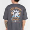 Trendyol Anthracite Oversize/Wide Cut Crew Neck rövid ujjú mintás póló