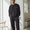 Trendyol Anthracite Oversize/Wide Cut Text Printed Warm Sweatshirt Tracksuit