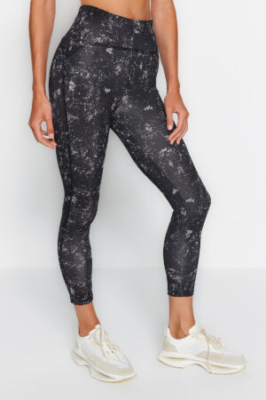 Trendyol Anthracite Patterned Compression Full Length Knitted Sports Leggings Trendyol Anthracite Patterned Compression Full Length Knitted Sports Leggings