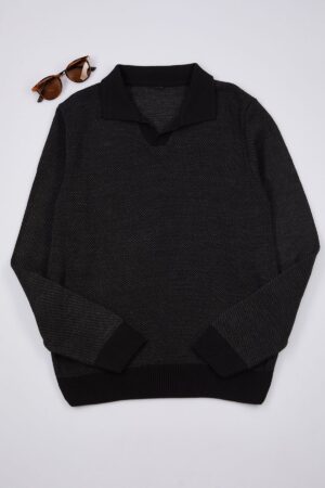 Trendyol Anthracite Regular Polo Neck Plain Knitwear Sweater