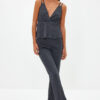 Trendyol Anthracite Ribbed Rope Strap Knitted Pajama Set