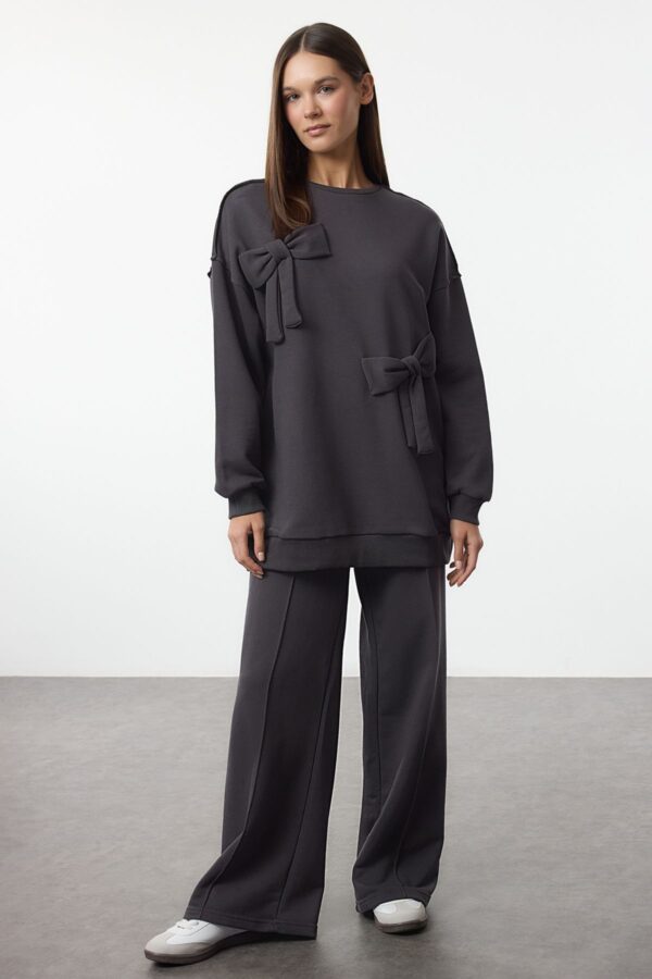 Trendyol Anthracite Ribbon Detailed Oversize Tracksuit