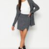 Trendyol Anthracite Silvery Skirt- Cardigan Knitwear Two Piece Set