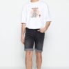 Trendyol Anthracite Skinny Fit Destroyed Denim Jeans Shorts