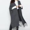 Trendyol Anthracite Skirt Tassels Long Knitwear Cardigan