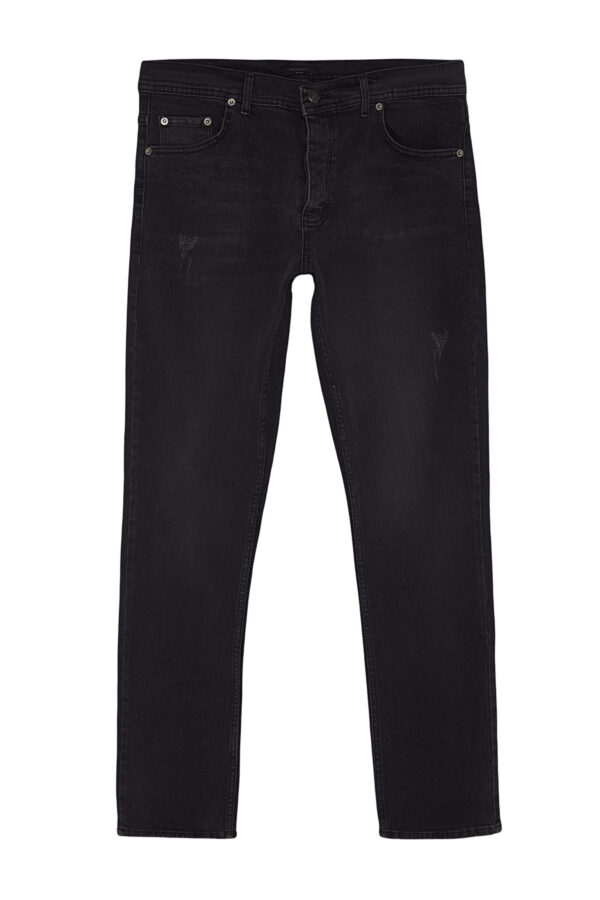 Trendyol Anthracite Slim Fit Rake Destroyed Jeans Jeans