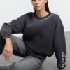 Trendyol Anthracite Slogan Printed Regular/Normal Fit Thick Inside Fleece Knitted Sweatshirt