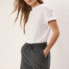 Trendyol Anthracite Textured Crepe High Waist Elastic Short Knit Shorts & Bermudas