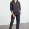 Trendyol Anthracite Thick Polar Fleece Zippered Stand Collar Jogger Knitted Tracksuit