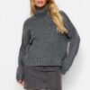 Trendyol Anthracite Turtleneck Hair Knit Soft Textured Knitwear Sweater