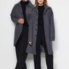 Trendyol Anthracite Unisex Regular Fit bélyegzett kabát