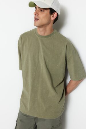 Trendyol Basic Oversize/Wide-Fit rövid ujjú viselet/Faded Effect 1 pamut póló